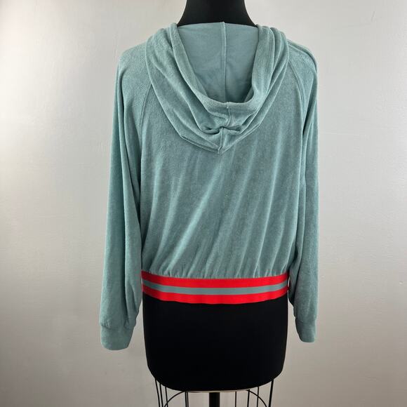 UNIQLO Tomas Maier Green Orange Hoodie Stripe Stretch Pocket Full Zip Sz Large L - Picture 6 of 9